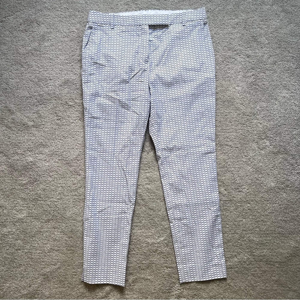 Lacoste Mid-Rise White Ocean Blue Patterned Pants